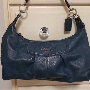 Navy blue leather COACH hobo bag